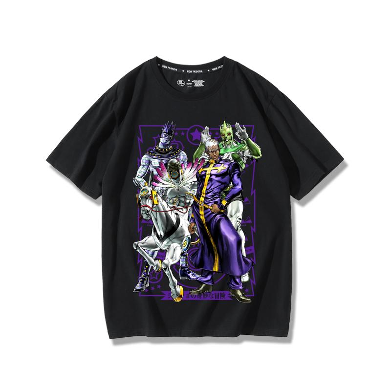 JoJo's Bizarre Adventure anime potlač postáv letné pánske 100% bavlnené tričko vonkajšie ležérne pohodlné trendové streetwear