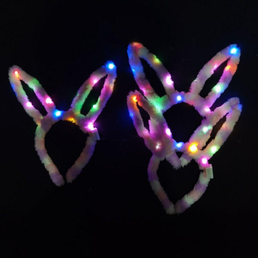 LED Lights Bunny Headwear Fashion LED Lights Headband Rabbit Ears Glow Hair Band  Children
