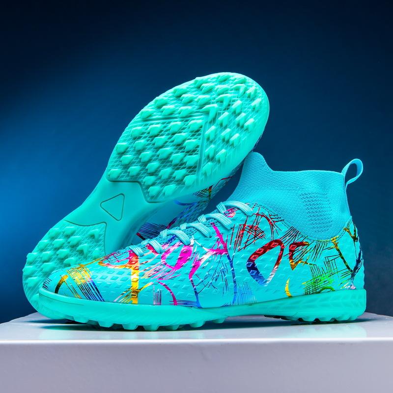 Football Shoes High Top Camouflage World Cup Professional Match Long Nail Sneakers Popular Tf Broken Nail Football Shoes