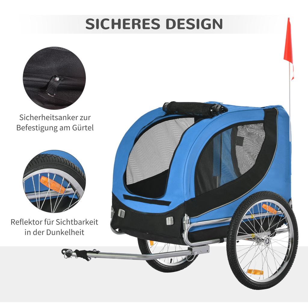 Bike Trailer for Dogs with Universal Coupling, Steel, Blue+Black