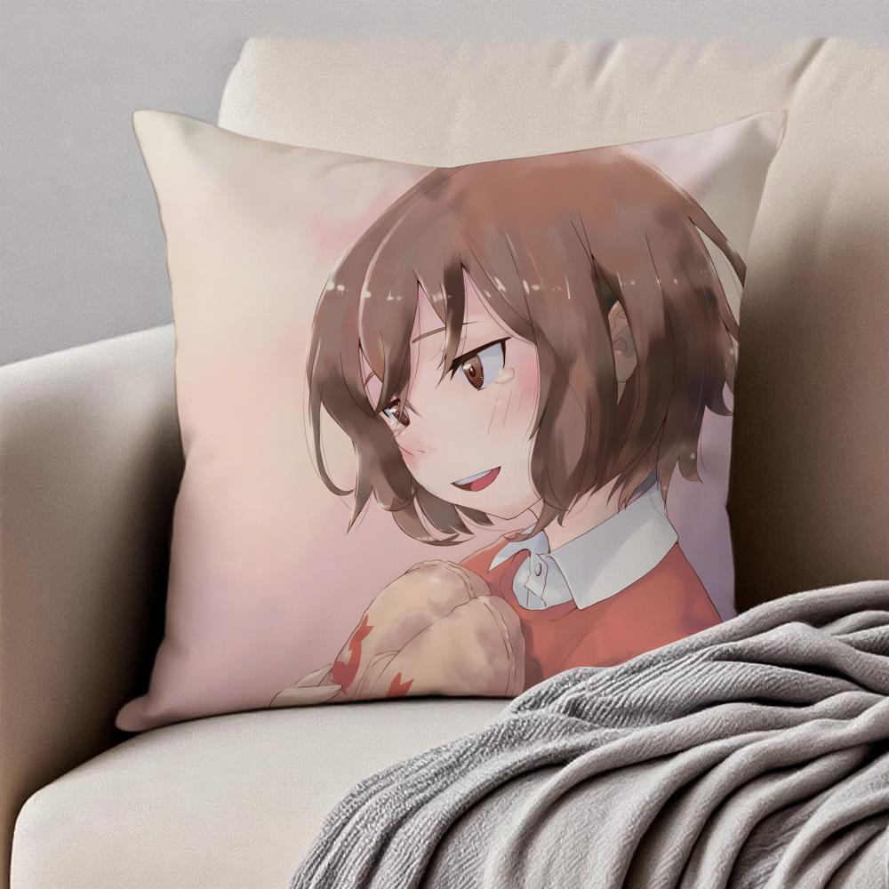 Romantic Mystery Japanese Anime EErased Cushion Cover Pillowcase Antidustmite Invisible Zipper Short Plush Sofa Cushion