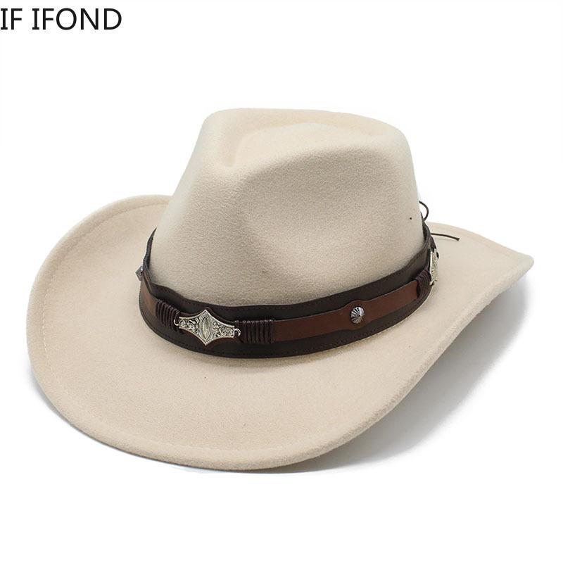 2022 neue Western Cowboy Hut Für Männer Mode Gürtel Gentleman La Cowgirl Jazz Kappe Kirche Fedoras Hüte gorros hombre