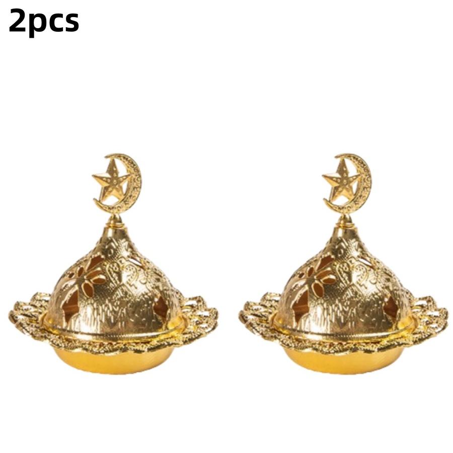 1 Mini Handheld Incense Burner Arab Middle Eastern Golden Star Crescent Small Incense Burner Home Restaurant Shop Holiday Party Decoration Ornaments