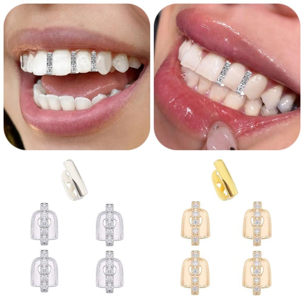 3/5Pcs Punk Hip Hop Teeth Grillz Funny Single Clips Grillz Creative Single Dental Braces  Men/Women