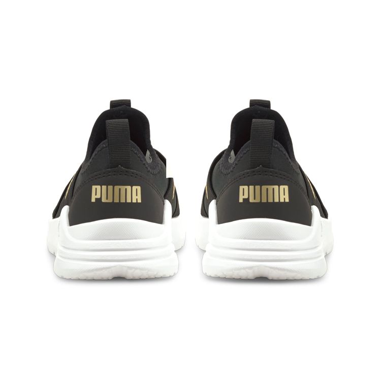 Puma Wired Run Slip-On Little Kid Black Team Gold Kids Sneakers 381994-02