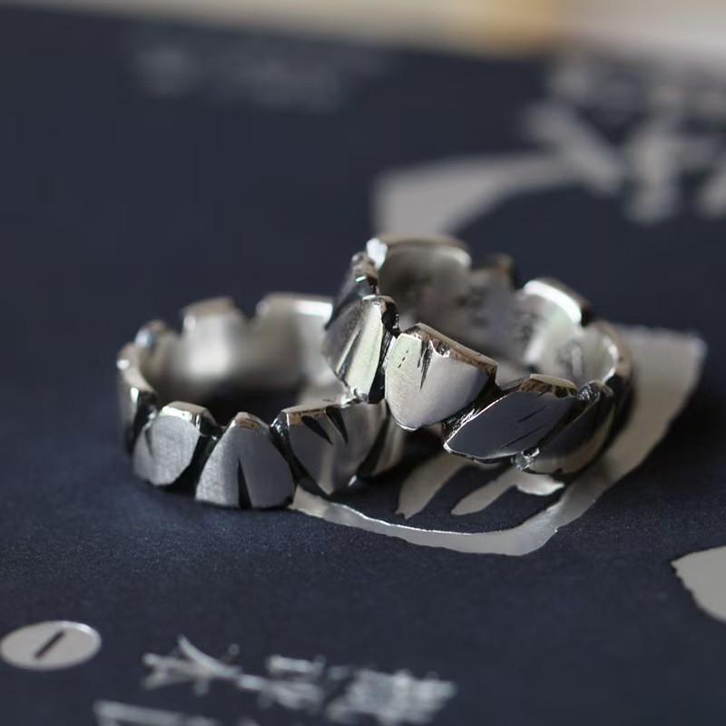 Adjustable Open Ring Men Women Vintage Geometric Textured Band Plated Retro Unisex Jewelry