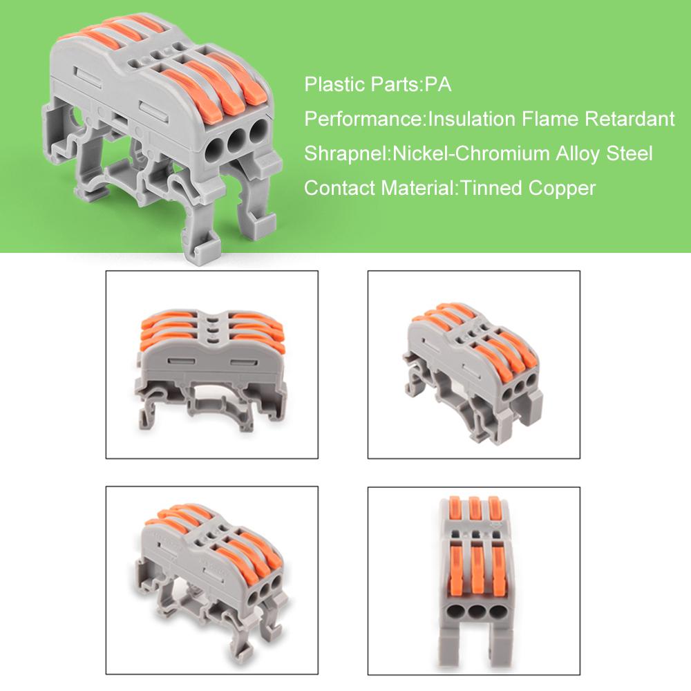 Din Rail Wire Connector  Fast Universal Compact Electric Cable LED Light Lamp Conector Wiring Conductor Terminal Block 2/3pin
