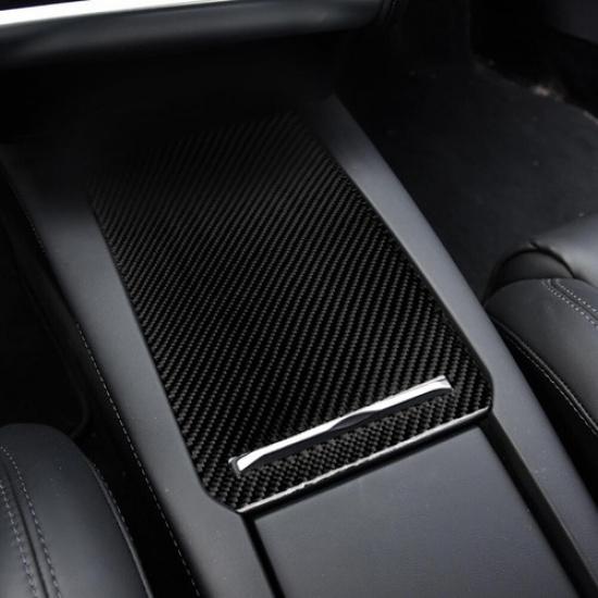 Carbon Fiber Center Storage Box Panel Cover Trim For Tesla Model X 2014-