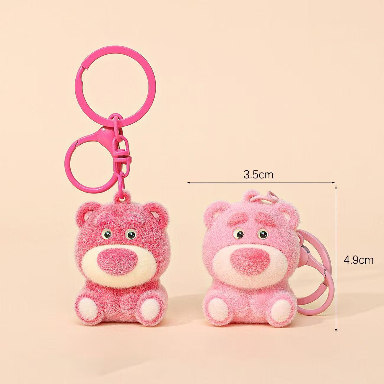 Cute Cartoon Flocked Pink Bear Doll Key Chain Bag Small Pendant Creative Gift Keychain светло-розовый