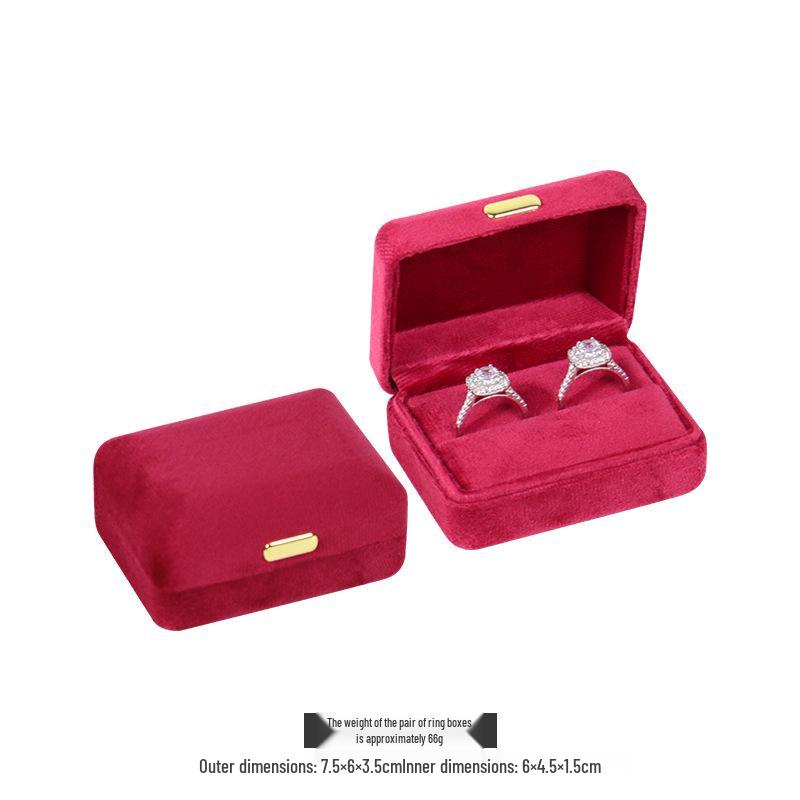 Caixa de Joias de Veludo com Fivela Dourada e Cantos Arredondados para Anéis, Colares e Pulseiras