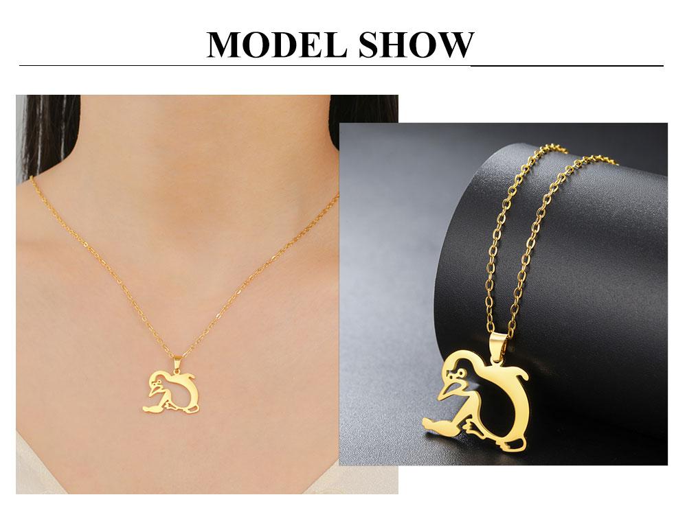 Cazador Walking Penguin Women's Necklace Cute Stainless Steel Animal Neck Chain Birthday Valentine Gift 2026 Jewelry New Trendy