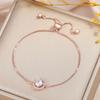 Yupsk Classic Simple Round Cubic Zirconia Charm Adjustable Bracelet Shiny Crystal Engagement Wedding Jewelry