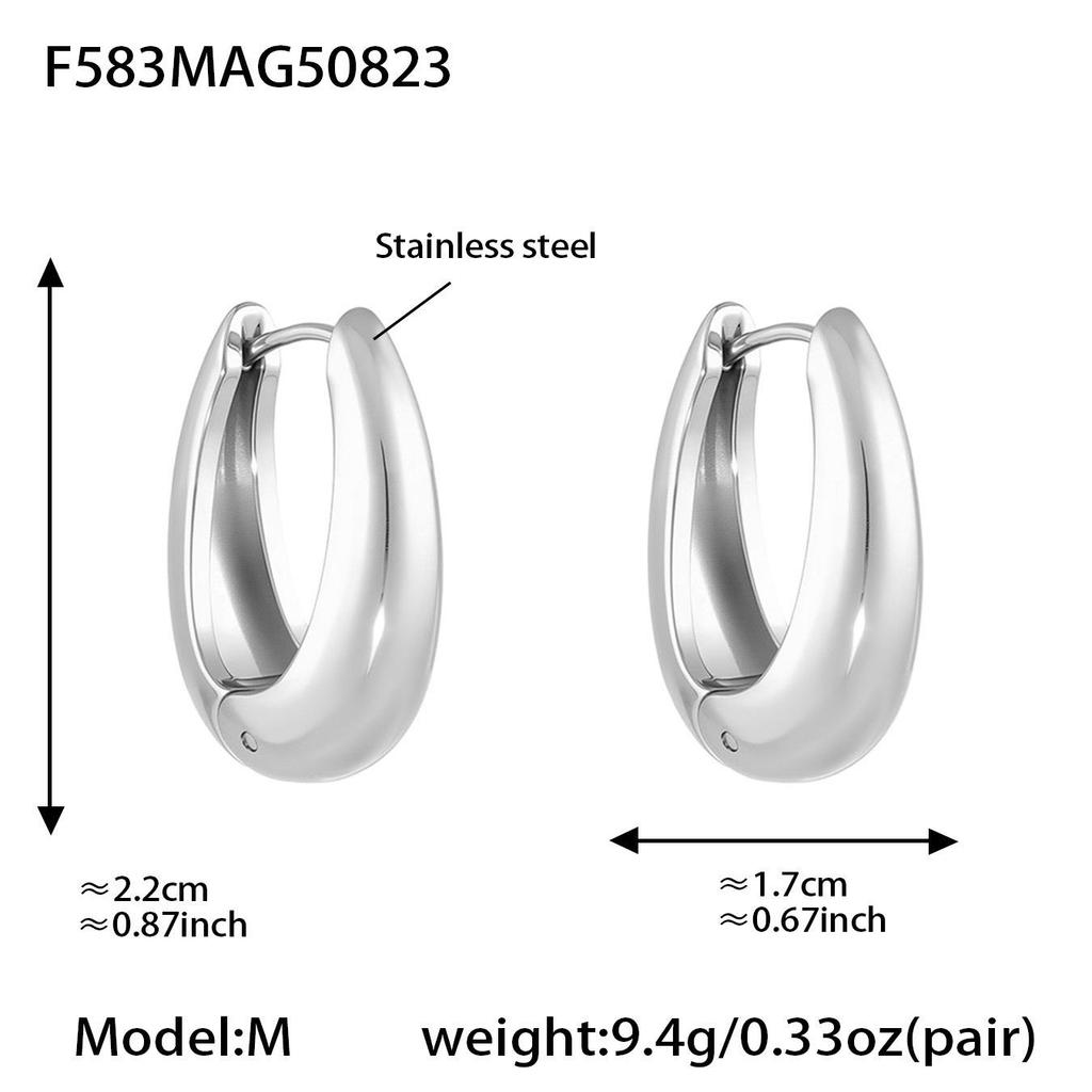 Oumeka Zweifarbige 18k Vergoldete U-förmige Edelstahl-Ohrringe
