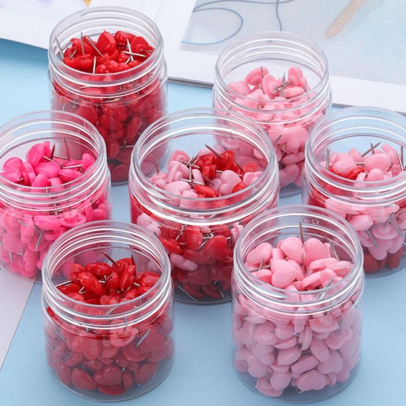 50/100/150Pcs Heart Push Pins Notice Board Thumb Tacks Pins for Office School Notice Board Display Picture Note Memos
