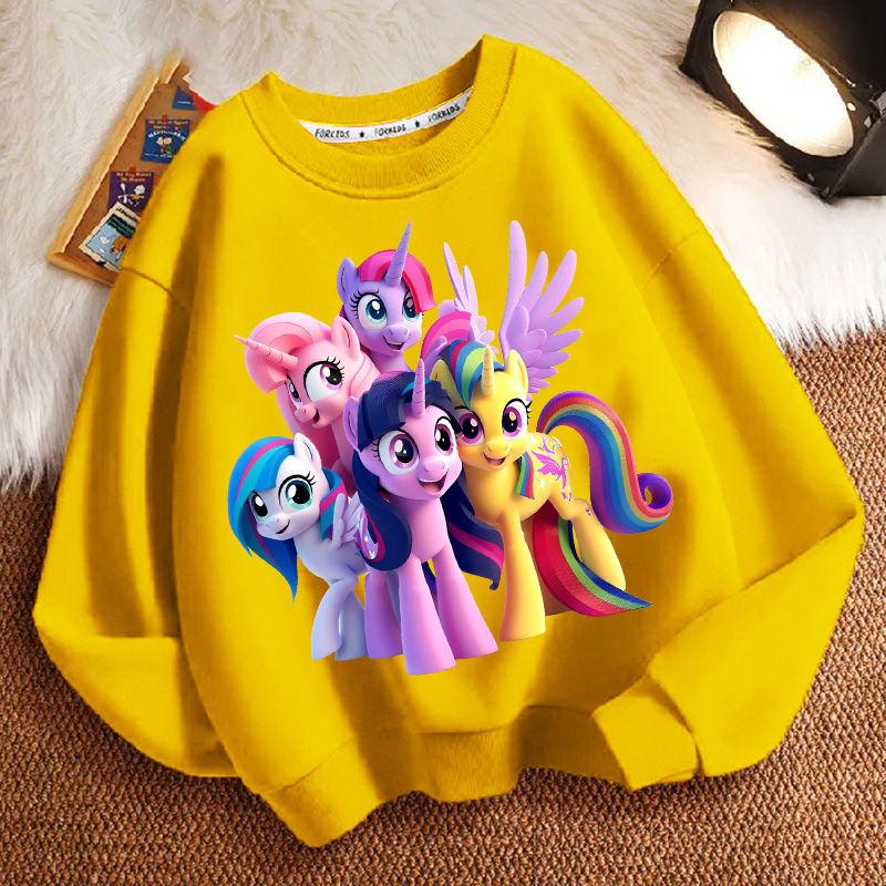 Schattige Kleine Paard Ronde Hals Hoodie voor Kinderen, Casual Top met Lange Mouwen voor Jongens en Meisjes in de Lente en Herfst