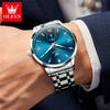 OLEVS 3646 Quartz Watch Men Classic Business Solid Steel Strap Men's Wristwatch Calendar Week Waterproof Luminous Watch