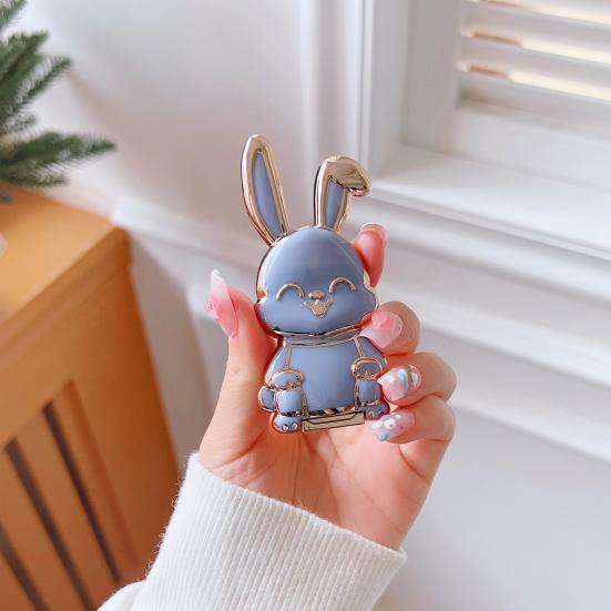 Mobile Phone Stand Trolley Rabbit Carrying Cartoon Self-adhesive Strong Adorable Capacity Electroplated Ring Finger Mobile Phone