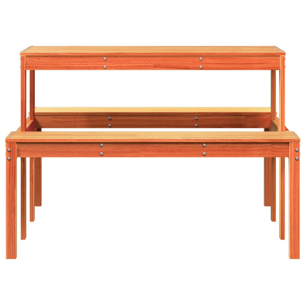 Picnic Table Wax Brown 110 X 134 X 75 Cm Solid Pine Wood