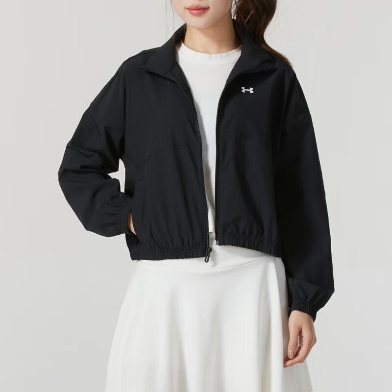 Under Armour Running Polo Fitness Training Windproof Casual Jacket Women Jacket Black 1389631-001