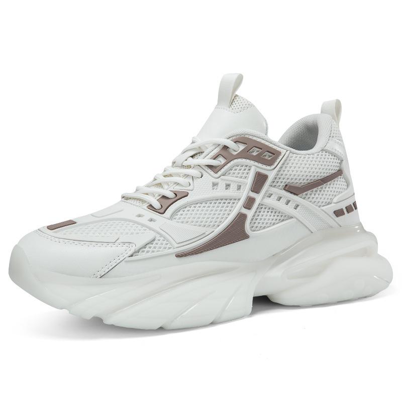 Men's Breathable Mesh Sneakers - 8cm Height Boost, Thick Sole, Running Casual Dad Shoes for Autumn & Winter