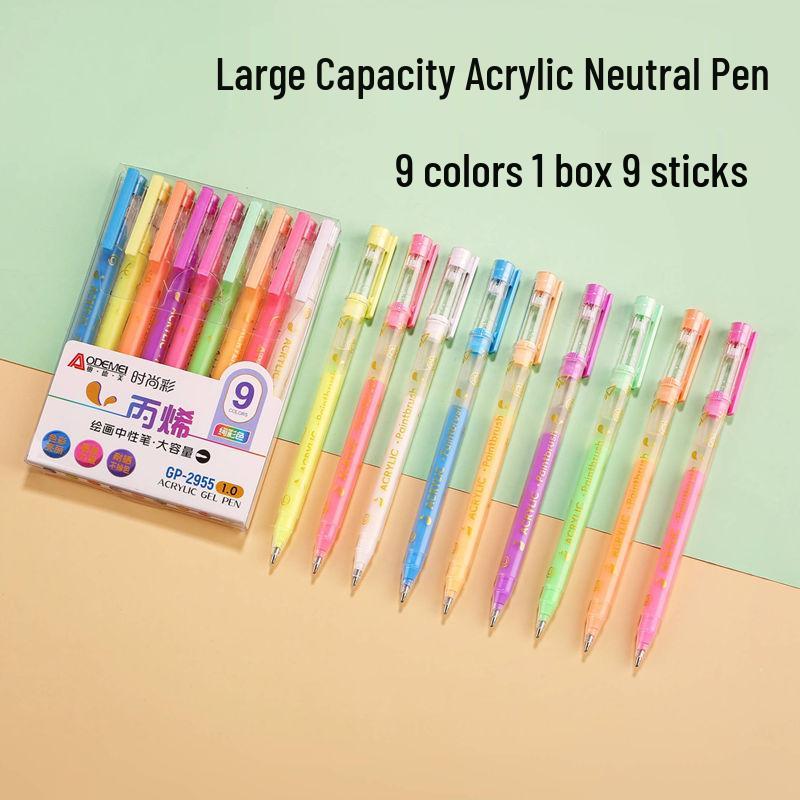 

9-Color Acrylic Vibrant Bullet Tip Journal Pens, 1.0mm, Large Capacity Markers for Students 1 Box of 9 Pens - 1.0mm