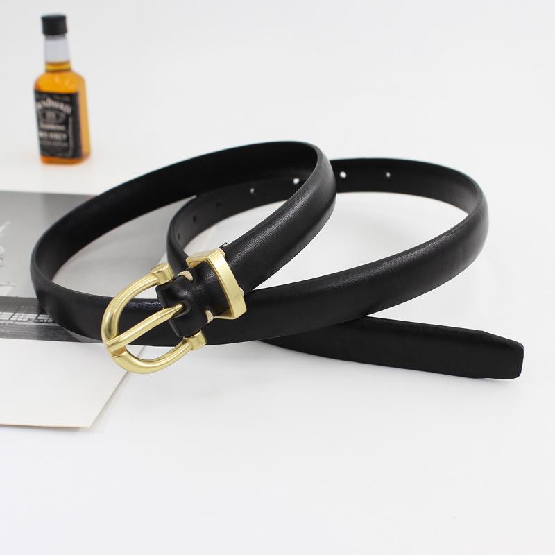 

Набор из двух предметов с пряжкой-застежкой Тонкий гладкий ремень из ПУ Женский стиль Декоративный джинсовый ремень чёрный