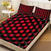 3PCS Red Black Fitted Sheet Set, 100% Polyester Soft Machine Washable, Geometric Oval Modern Energy Print for Teen Adult Room