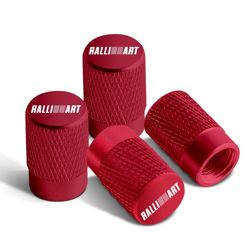 4pcs For Mitsubishi Ralli Art Badge ASX EVO Lancer Galant Pajero Car Wheel Tire Valve Caps Tyre Stem Covers Accessories Styling