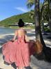 Summer island style dress beautiful temperament pink neck backless photo skirt niche waist and thin skirt