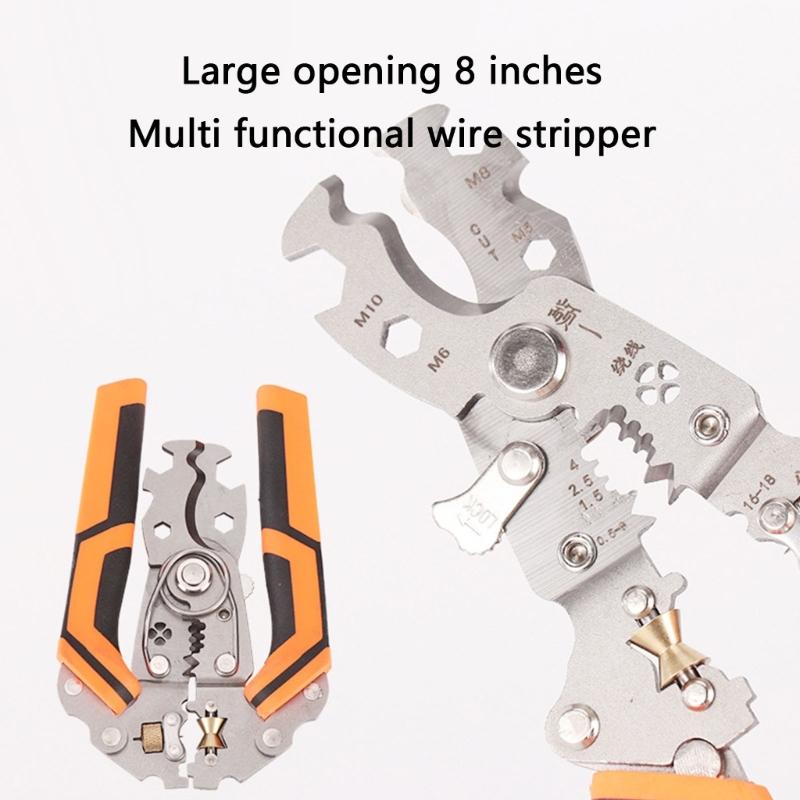 8inch Foldable Wire Stripping Pliers Multifunctional Crimper For Wire Peeling Cutting Dividing Electrical Pliers Tool