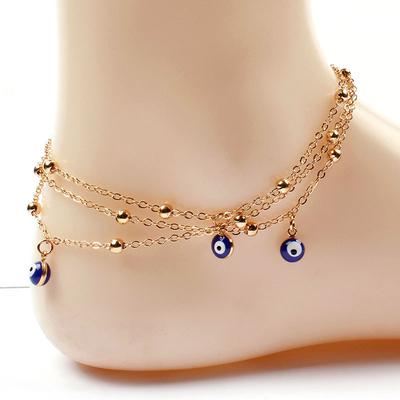 European and American Beach Foot Accessories, All Handmade Fringed Anklets, Double-sided Blue Eye Accessories, Yoga Accessories