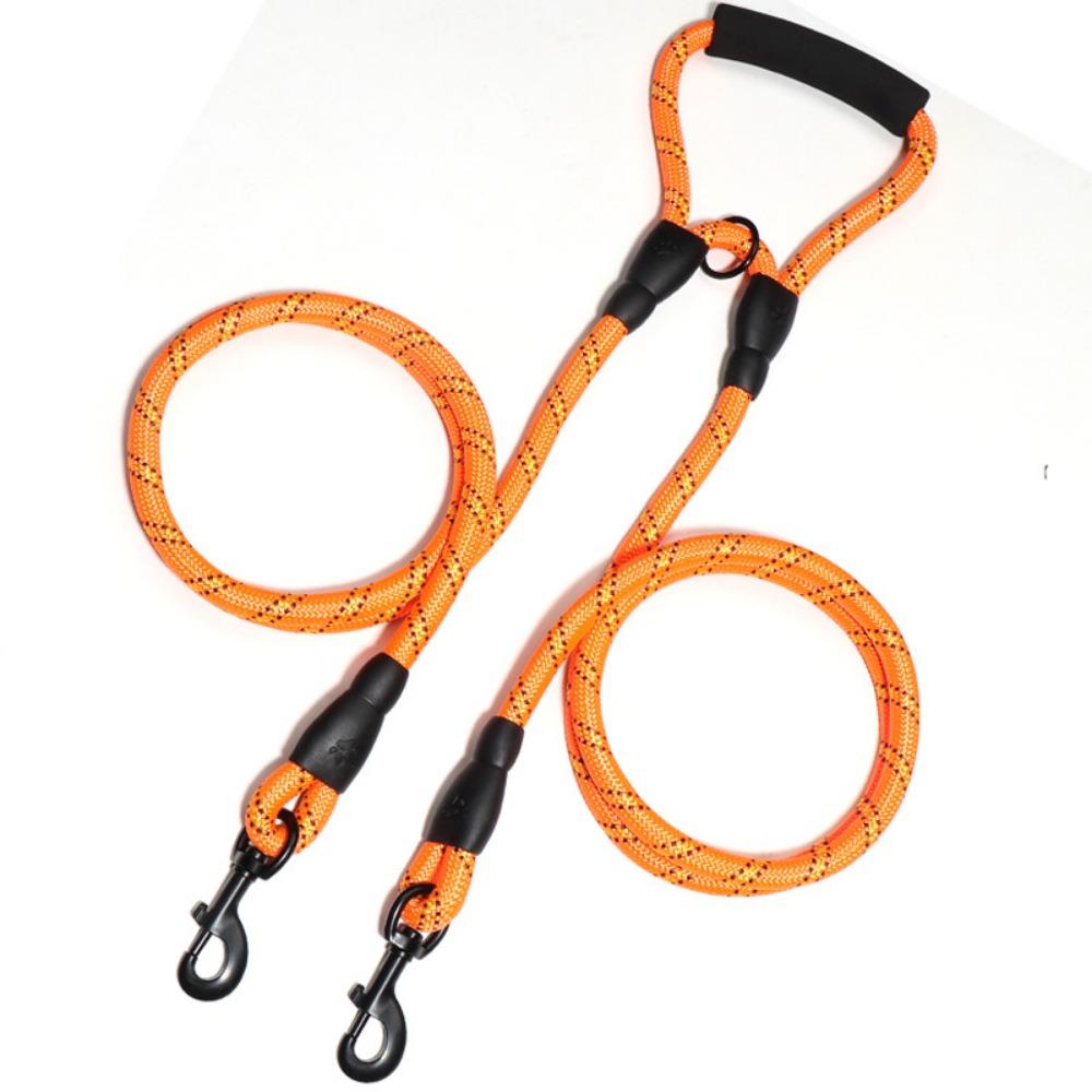 

One support and two double heads, traction rope, nylon braided belt, reflective round rope, pet dog chain, outdoor explosion-proof walking dog rope 68*1.2 оранжевый