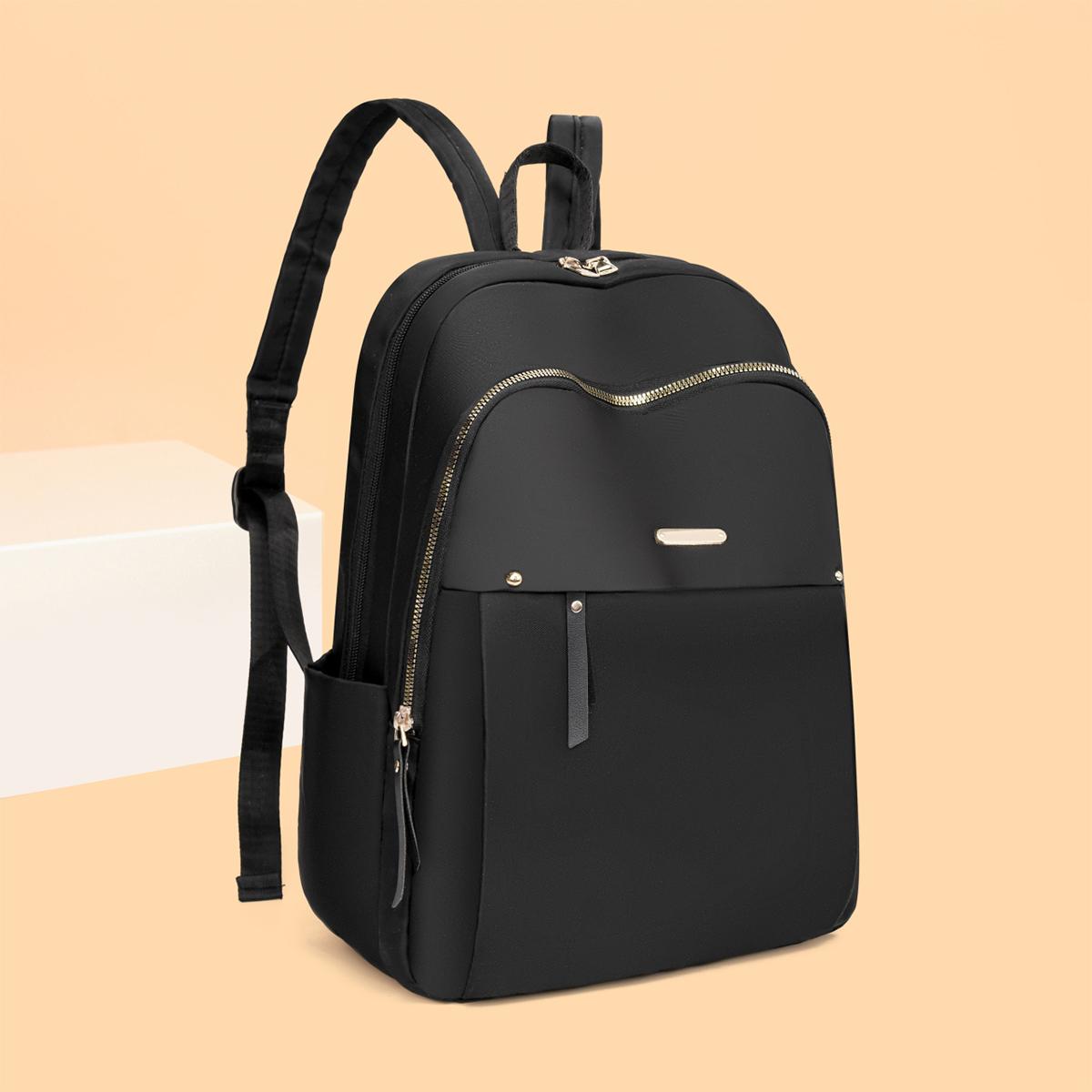 

Стильный однотонный рюкзак для женщин, легкий, большой емкости, из ткани Оксфорд для повседневного использования, походов на работу и шопинга, модный рюкзак