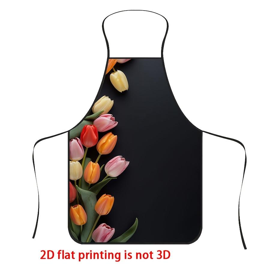 An Apron with a Floral Pattern Is Very Suitable for Kitchen Work and Household Cleaning, and It Is a Holiday Gift.