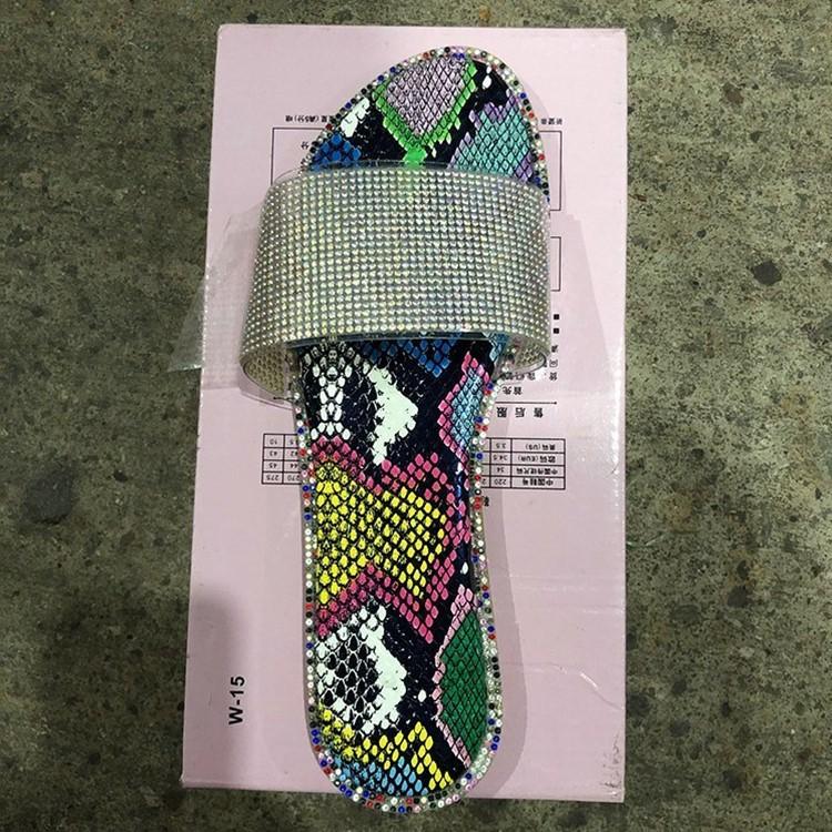 42 Large Size 43 Rhinestone Cool Slippers Women's One-word Drag Women's Sandals Summer New Slippers Wshi