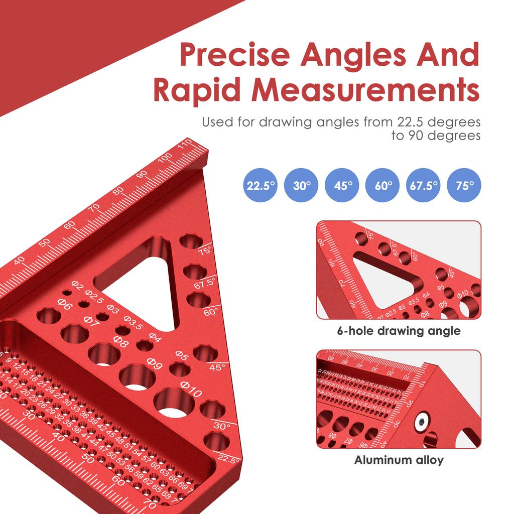 Holzbearbeitungs-Winkelmesser 3D Multi-Winkel-Messlineal Multifunktionales Ingenieur-Winkelmaß für Holzbearbeitung Messwerkzeug
