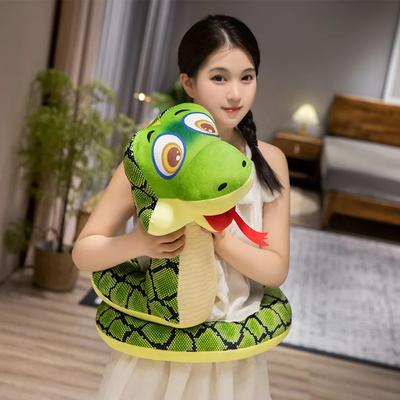 Yeni Yaratıcı Çizgi Film Yılan Peluş Bebek Yastık Süper Yumuşak Yeşil Yılan Sürüngen Peluş Oyuncak Aile Etkileşimli Oyun Bebek Sürpriz Hediye