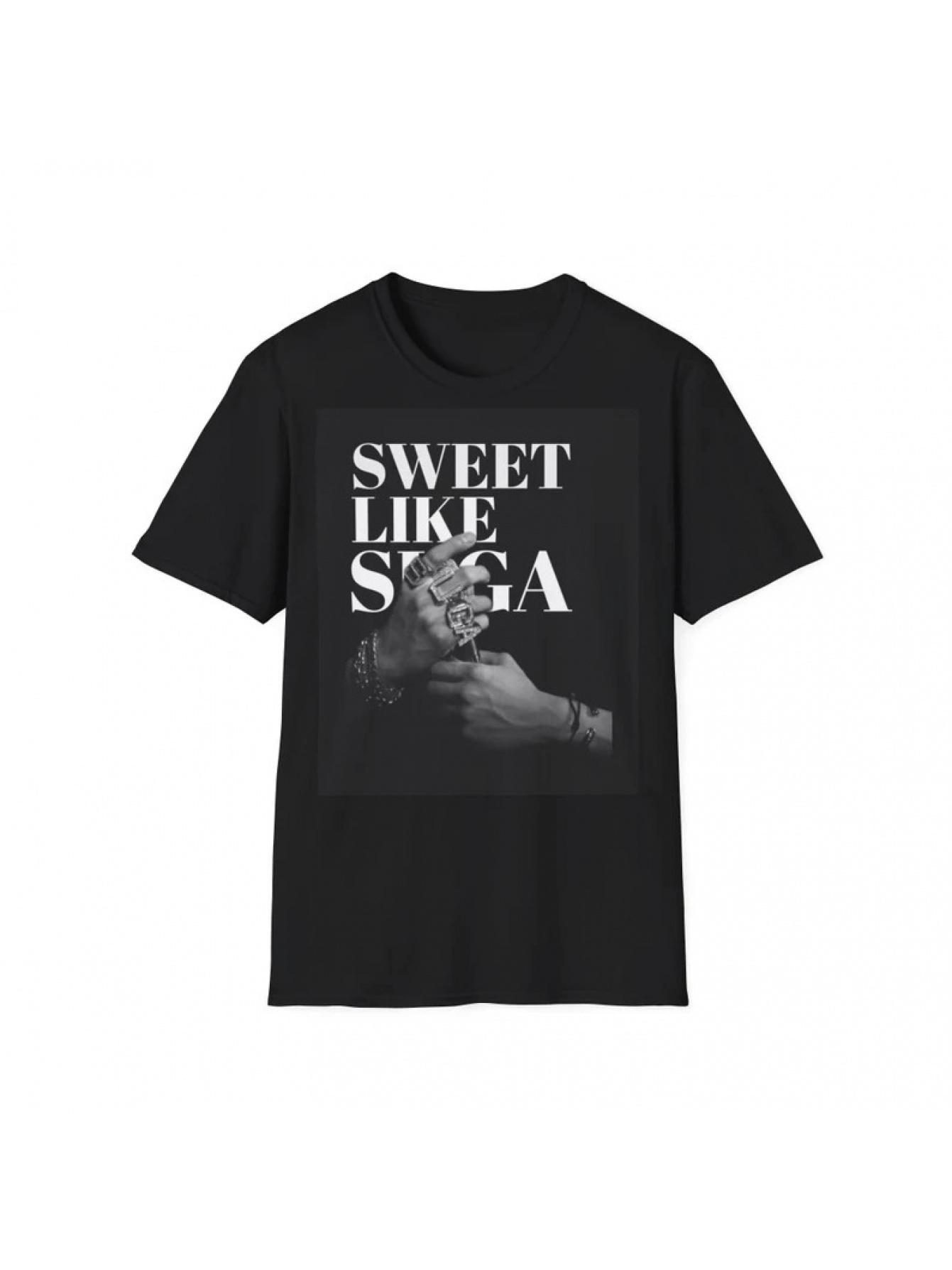 Unisex Retro Print T-Shirt - Featuring a Black Design with a Sweet As Honey Sugar Cube Motif L