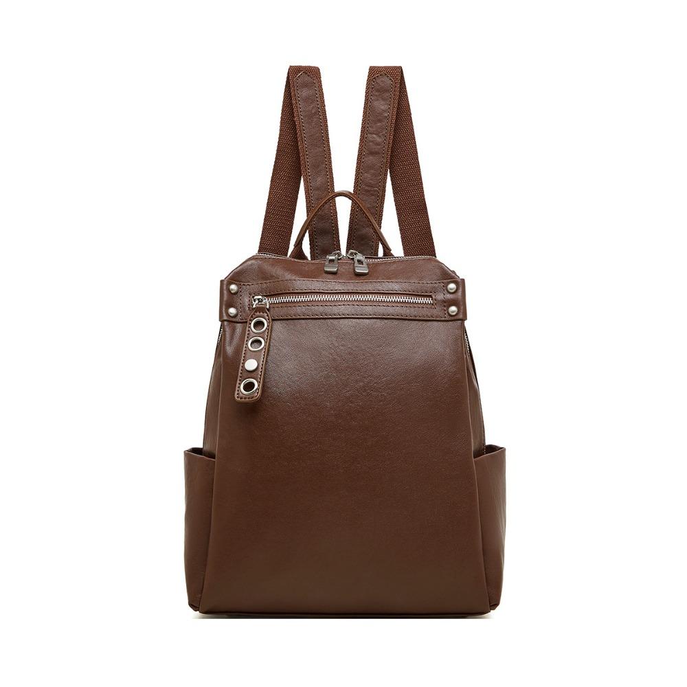 

Рюкзак из коровьей кожи большой вместимости, модный дорожный рюкзак, кожаная женская сумка коричневый