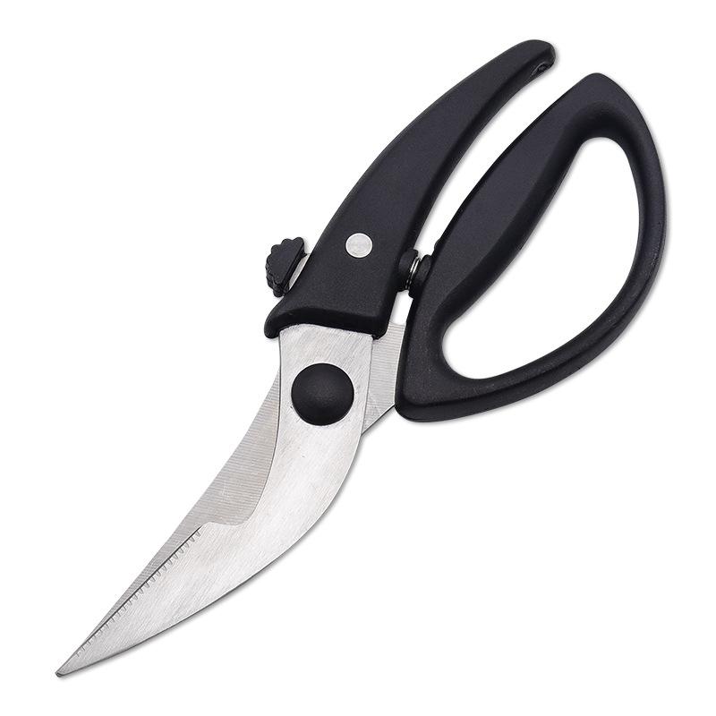 PP Handle Seafood Chicken Bone Cutting Tools Household Stainless Steel Blade Kitchen Scissors with Effort Saving Spring