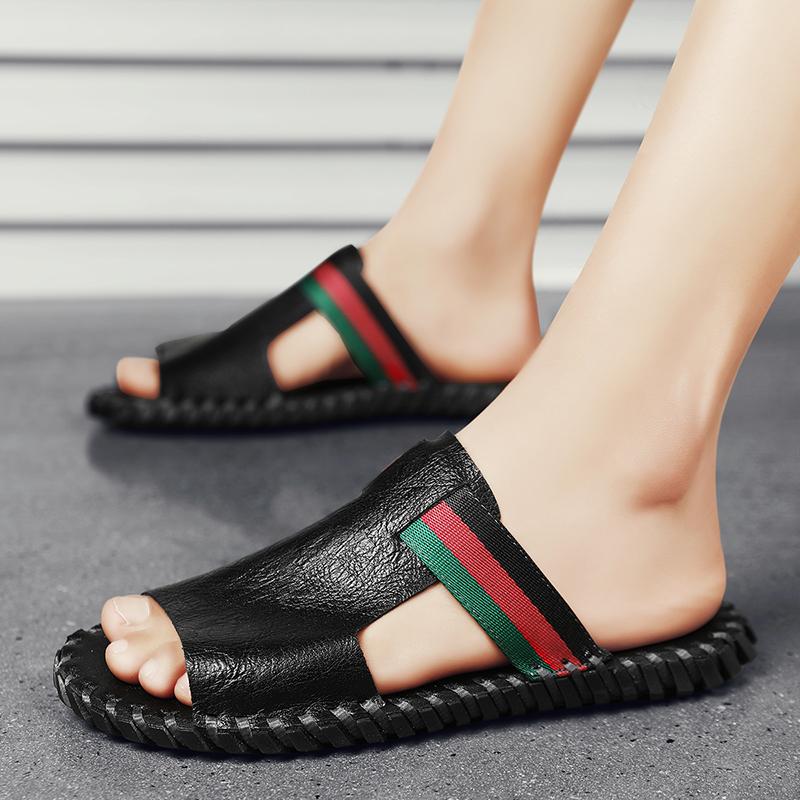 2024SYYTL Men's Summer Leisure Beach Sandals Outdoor Slide Walking Comfortable Lightweight Leather Fashion Luxury Designer