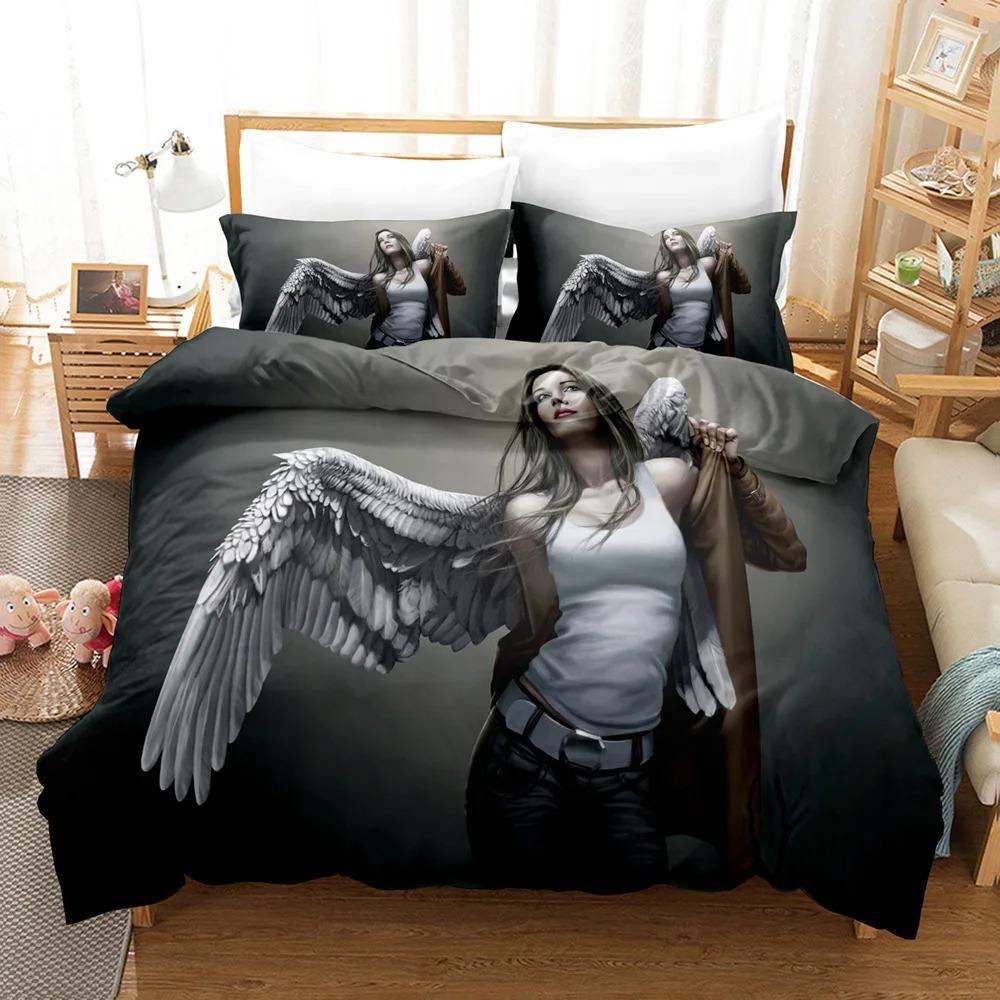 Angel Bedding Set Single Twin Full Queen King Size Fallen Angel Bed Set Aldult Kid Bedroom Duvetcover Sets 3D Print 005