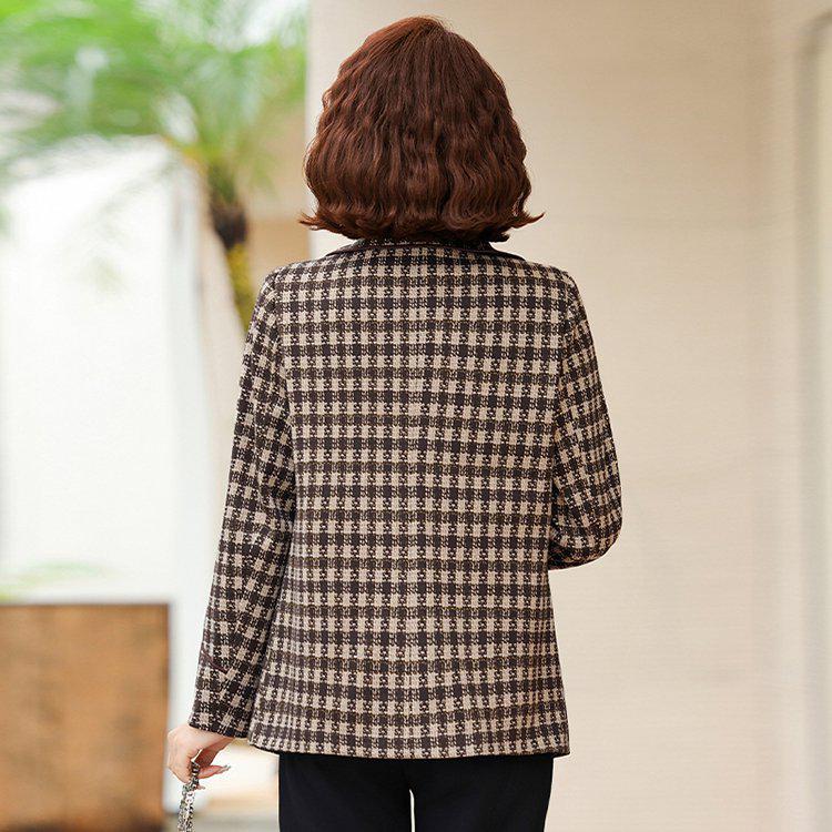 2026 Stylish Autumn Plaid Jacket for Middle-Aged and Elderly Women