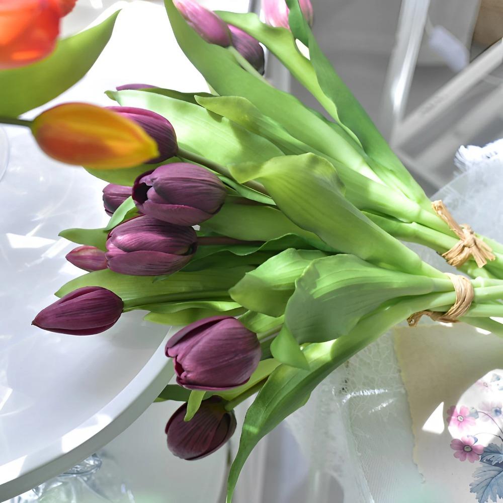 5pcs Artificial Tulip Bouquet Silicone Fake Flowers Party Decoration Living Room Table Centerpiece Floral Arrangement Decoration