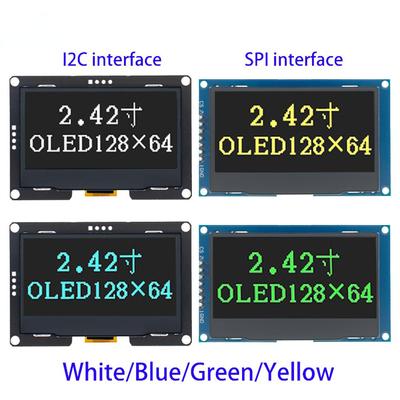 Módulo de pantalla LCD OLED de 2,4 ", 2,42 pulgadas, 128x64, SSD1309 12864, interfaz serie SPI/IIC I2C de 7 pines para Arduino UNO R3 C51