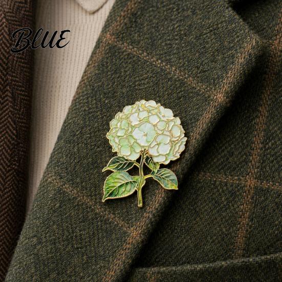 Colorful Enamel Brooch Pin Hydrangea Shape Lapel Polished Edges Backpack