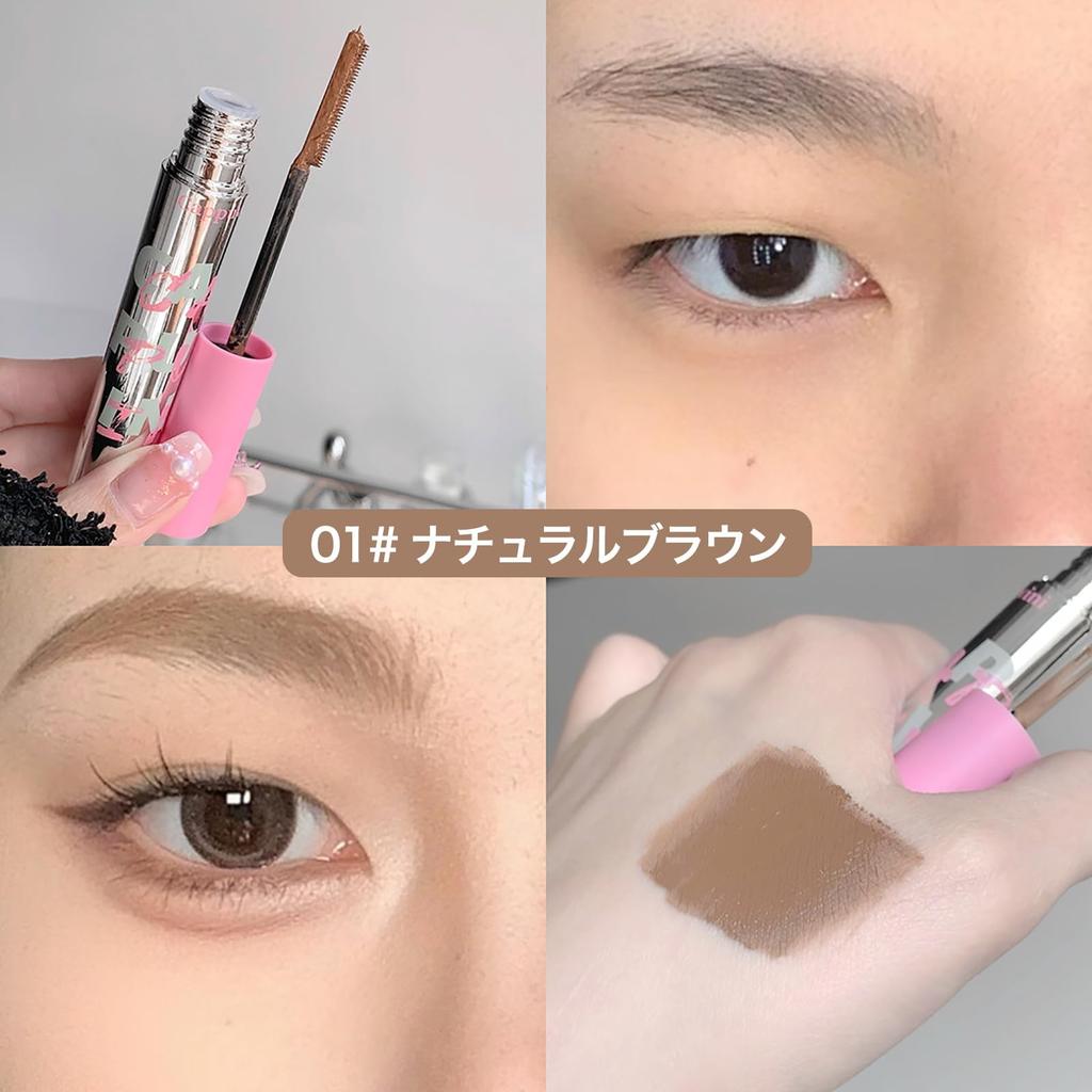 XIXI BOX Eyebrow Mascara with Small Comb, Clump-Free, Water-Resistant, Creates Fluffy Eyebrows, 3 Bright Colors, 01# Natural Brown
