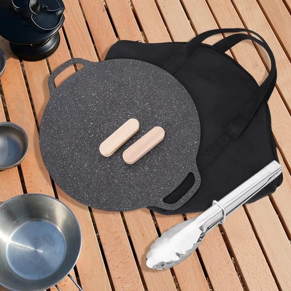 Round Shape Smokeless Griddle Pan 30/32/34/36/38cm Barbecue Plate Non-Stick Frying Pan  Travel BBQ