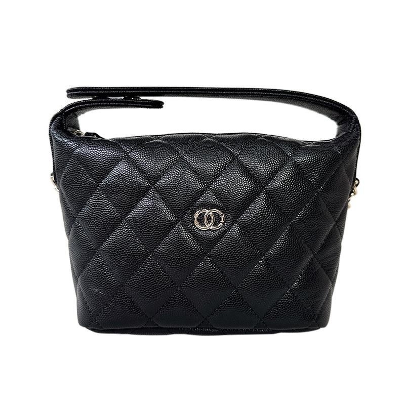 New Lunch Box Bag, Caviar Cowhide Rhombus Chain Bag, Ball Pattern Leather Single Shoulder Crossbody Small Bag for Women