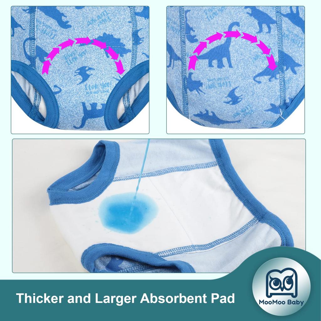 MooMoo Baby Training Pants, 6-Layer Cotton, Highly Absorbent, Breathable, Toddler Toilet Training Pants for Boys, 8-Pack, 140cm